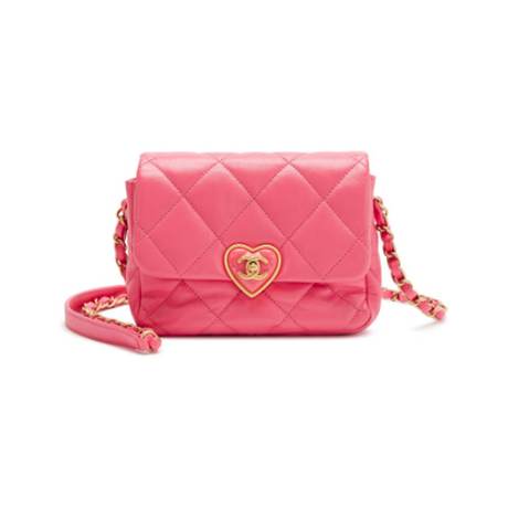Chanel Coco Love Mini Flap, agneau & plexiglas matelassé Pink, doré