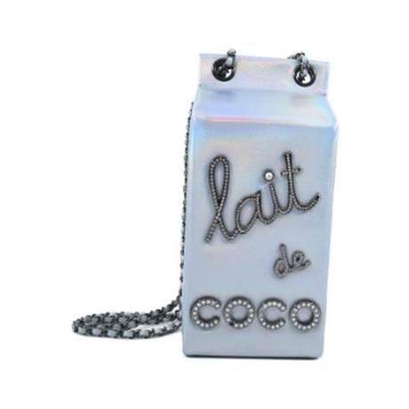 Chanel Coco Milk Carton, chèvre irisé Silver Lait de, ruthénium, édition limitée