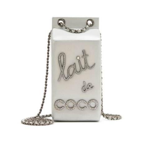 Chanel Coco Milk Carton, chèvre irisé Silver Lait de, ruthénium