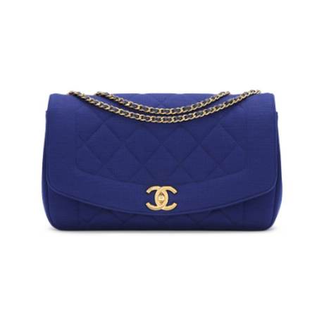 Chanel Diana Flap, jersey matelassé Blue, doré