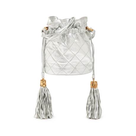 Chanel Drawstring Tassel, agneau matelassé Silver, doré