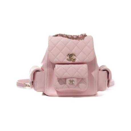 Chanel Duma Sac à dos, caviar matelassé Pink, doré pâle