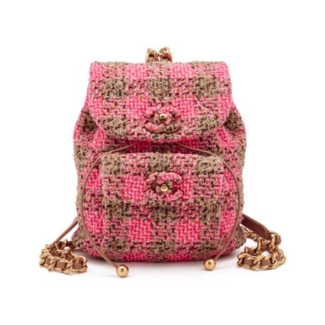 Chanel Duma Sac à dos, laine & tweed Pink & Beige, doré