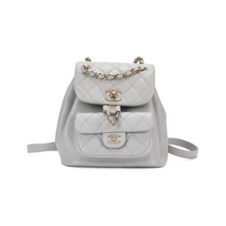 Chanel Duma Sac à dos, veau matelassé Light Blue, doré pâle