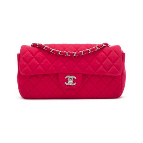 Chanel East West Flap, jersey matelassé Pink, argenté