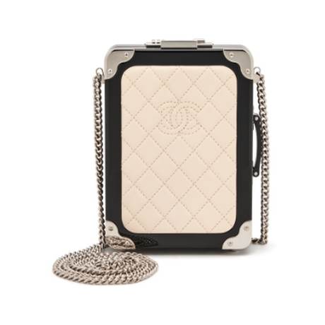 Chanel Evening in the Air Mini Trolley, agneau & plexiglas matelassé Cream White & Black