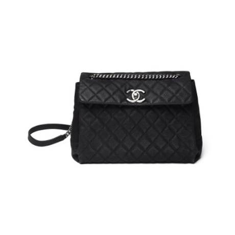 Chanel Flap, caviar matelassé mat nacré Black Lady, argenté
