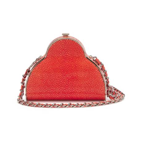 Chanel Frame Evening, galuchat Flamingo Red, argenté
