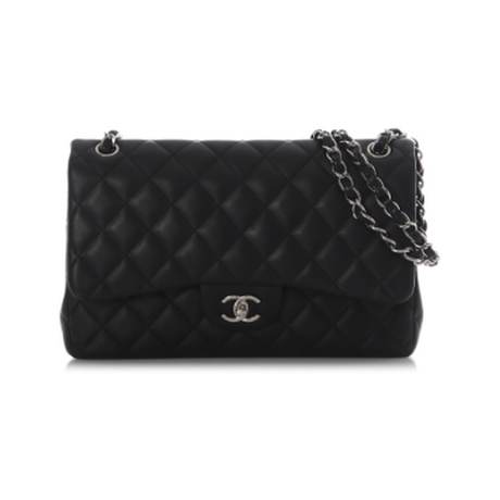 Chanel Jumbo Classic Double Flap, agneau matelassé Black, argenté