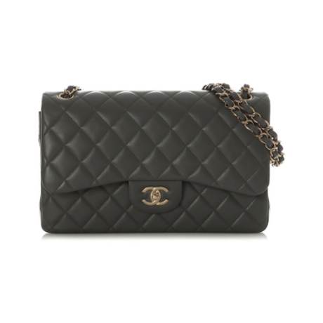 Chanel Jumbo Classic Double Flap, agneau matelassé Grey, doré
