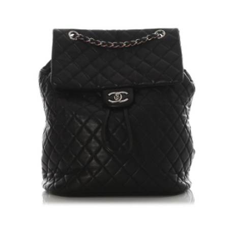 Chanel Large Urban Spirit Sac à dos, veau matelassé Black, argenté