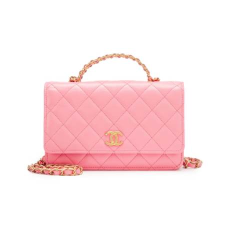 Chanel Letter Top Handle Wallet On Chain WOC, caviar matelassé Pink Pick Me Up, doré vieilli