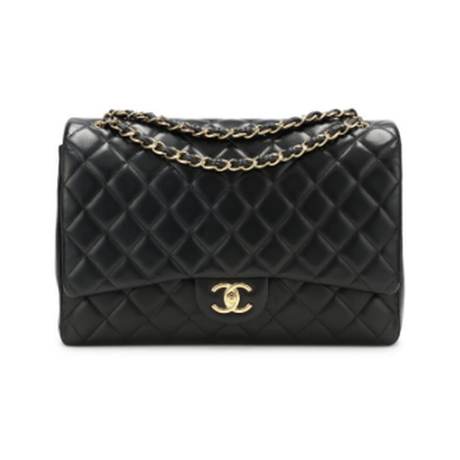 Chanel Maxi Classic Double Flap, agneau matelassé Black, doré