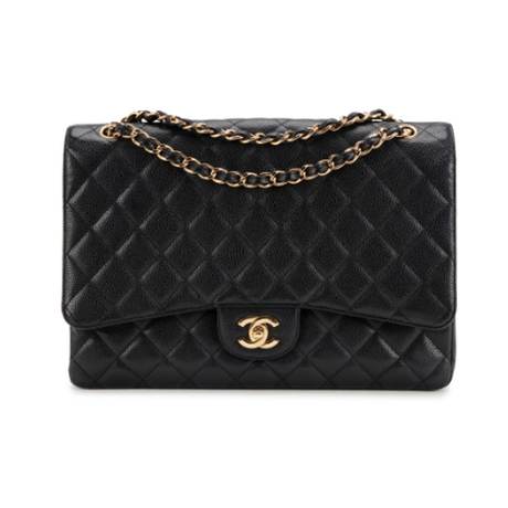 Chanel Maxi Single Flap, caviar matelassé Black, doré