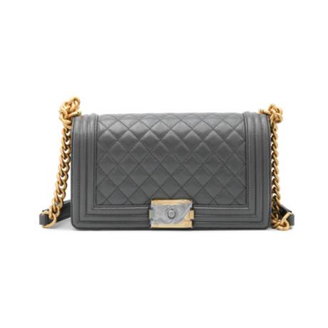 Chanel Medium Boy, caviar matelassé Grey, doré