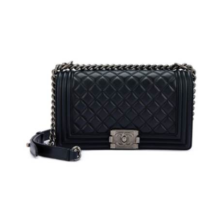 Chanel Medium Boy, veau matelassé Black, ruthénium