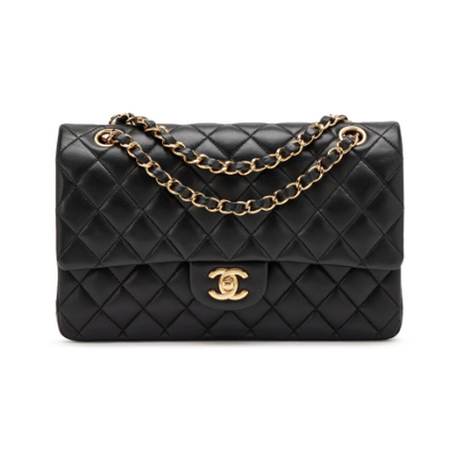 Chanel Medium Classic Double Flap, agneau matelassé Black, doré