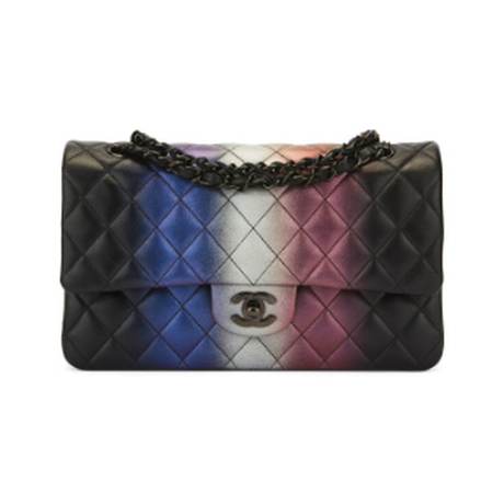 Chanel Medium Classic Double Flap, veau irisé matelassé Multicolor, noir