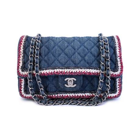Chanel Medium Classic Flap, denim Blue Framed, argenté