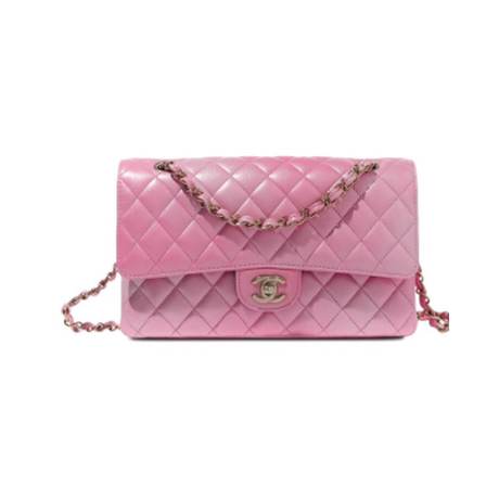 Chanel Medium Timeless Double Flap, agneau matelassé Pink, doré