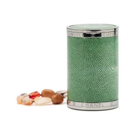 Chanel Minaudière Clutch, galuchat Barrel, argenté