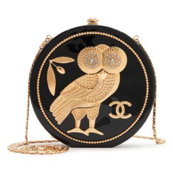 Chanel Minaudière « Evening in Greece » hibou, plexiglas Black & Gold strass