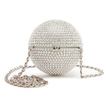 Chanel Minaudière sphère « Ball », métal argenté, résine ivoire & cristal