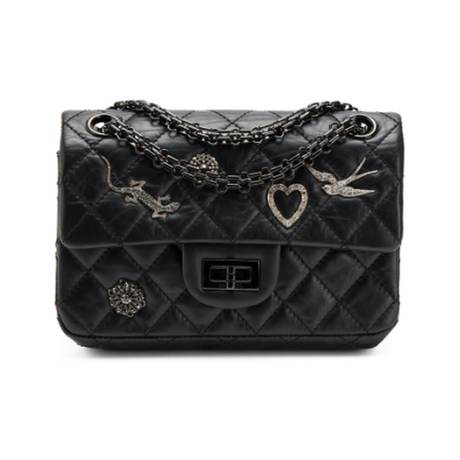 Chanel Mini 2.55 Reissue Flap « So Black », veau matelassé vieilli, noir