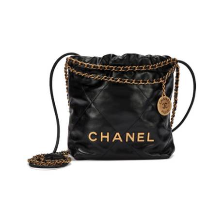 Chanel Mini 22, veau matelassé Black, doré brossé