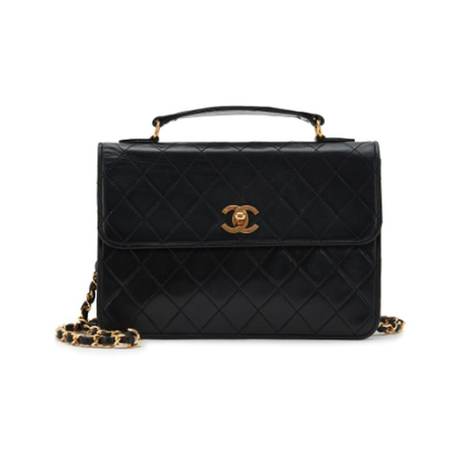 Chanel Mini Briefcase, agneau matelassé Black CC Turn Lock, doré
