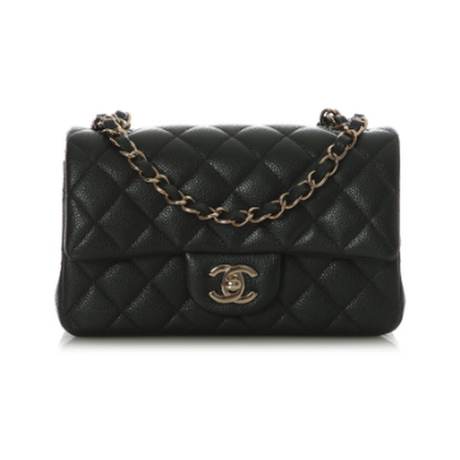 Chanel Mini Classic Flap, caviar matelassé Dark Gray, doré