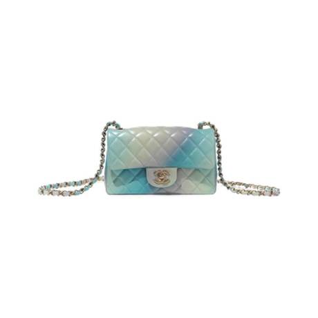 Chanel Mini Flap, agneau irisé matelassé Multicolor, doré