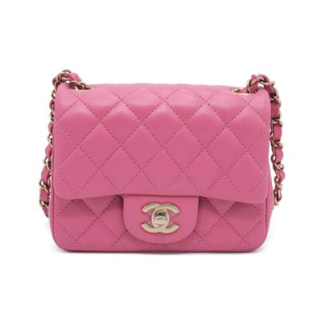 Chanel Mini Flap, agneau matelassé Pink, doré
