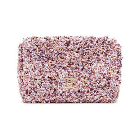 Chanel Mini Flap, sequins Pink Lavender & White, doré pâle