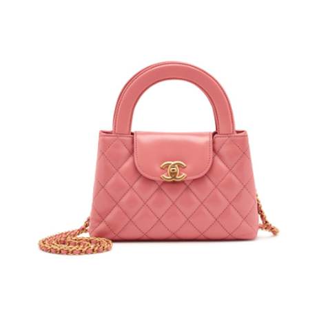 Chanel Mini Kelly Shopper, veau vieilli matelassé Pink, doré brossé