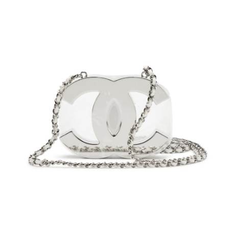 Chanel Mini Minaudière, métal & agneau Silver White CC Mirror, argenté