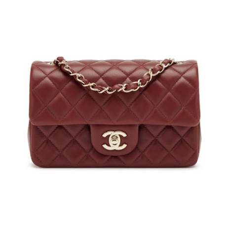 Chanel Mini Rectangular Classic Single Flap, agneau matelassé Marron Brown, doré clair