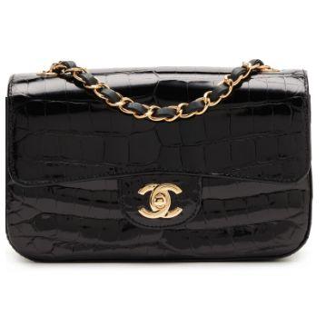 Chanel Mini Rectangular Classic Single Flap, alligator brillant Black, doré