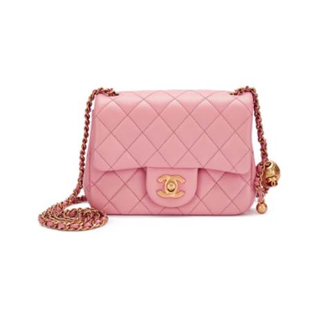 Chanel Mini Rectangular Crush Flap, veau matelassé & perles Pink, doré brossé