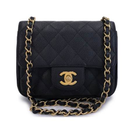 Chanel Mini Square Flap, caviar matelassé Black, doré