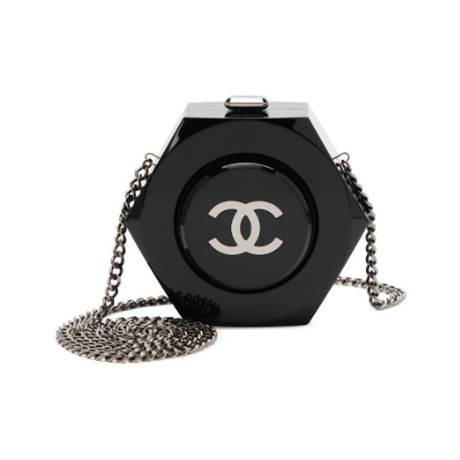 Chanel Octogone CC Minaudière Clutch, plexiglas Black, ruthénium