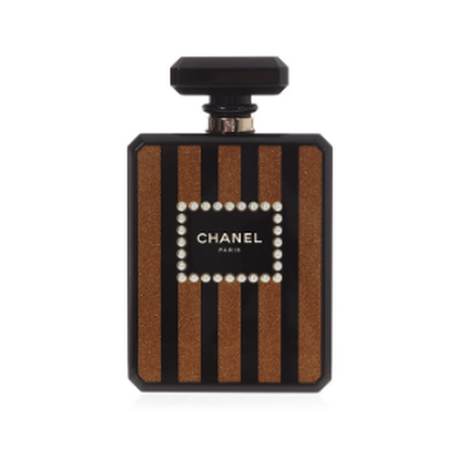 Chanel Perfume Bottle Minaudière, plexiglas Black & Gold, doré