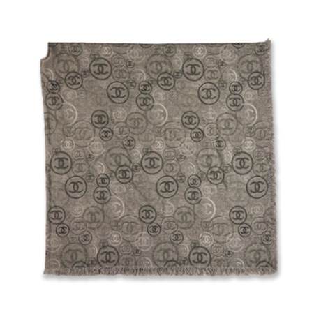 Chanel Poncho Cape, cachemire imprimé Grey CC Logo