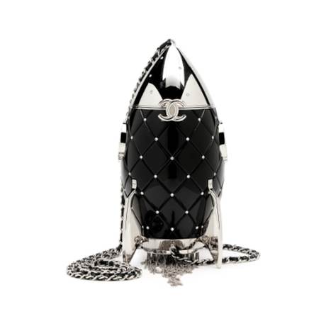 Chanel Rocket Ship Evening Minaudière, plexiglas & cristaux Black, argenté