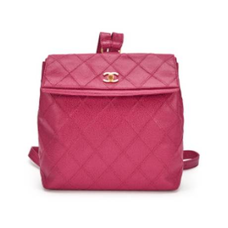 Chanel Sac à dos, caviar surpiqué Raspberry Pink Diamond Thin City, doré brossé