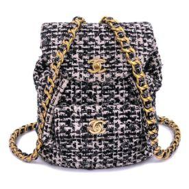 Chanel Sac à dos « Duma », tweed Black & White, doré