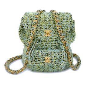 Chanel Sac à dos « Duma », tweed vert, doré