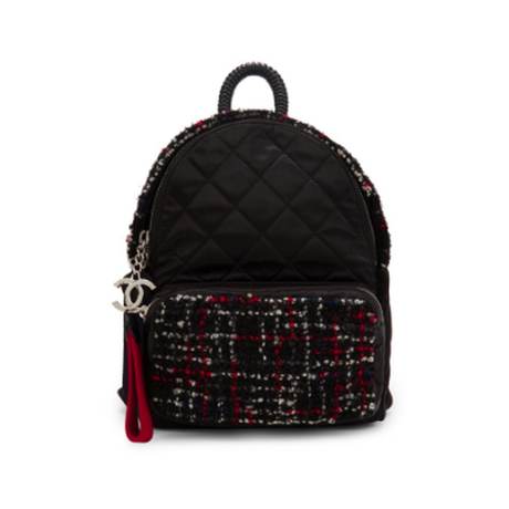 Chanel Sac à dos, nylon & tweed matelassé Multicolor & Black & Astronaut Essentials, argenté
