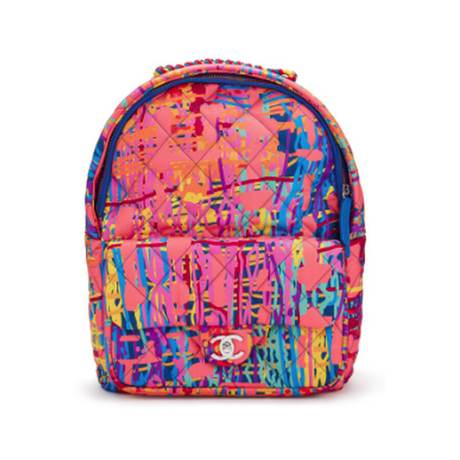 Chanel Sac à dos, tissu matelassé Multicolor Foulard