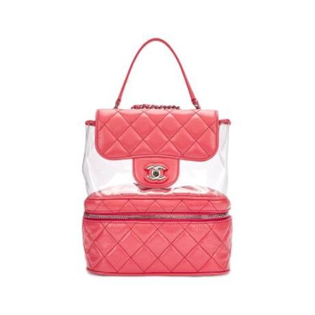 Chanel Sac avec chaîne, veau & PVC matelassé Pink, argenté